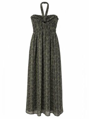 Deluc Olive Green and Black Strapless Maxi Dress